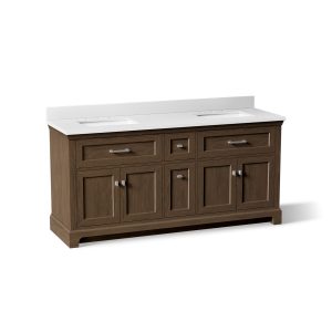 Charlemont 72" bathroom vanity cabinet with sinks and quartz top - K-29264-BD1-DAK