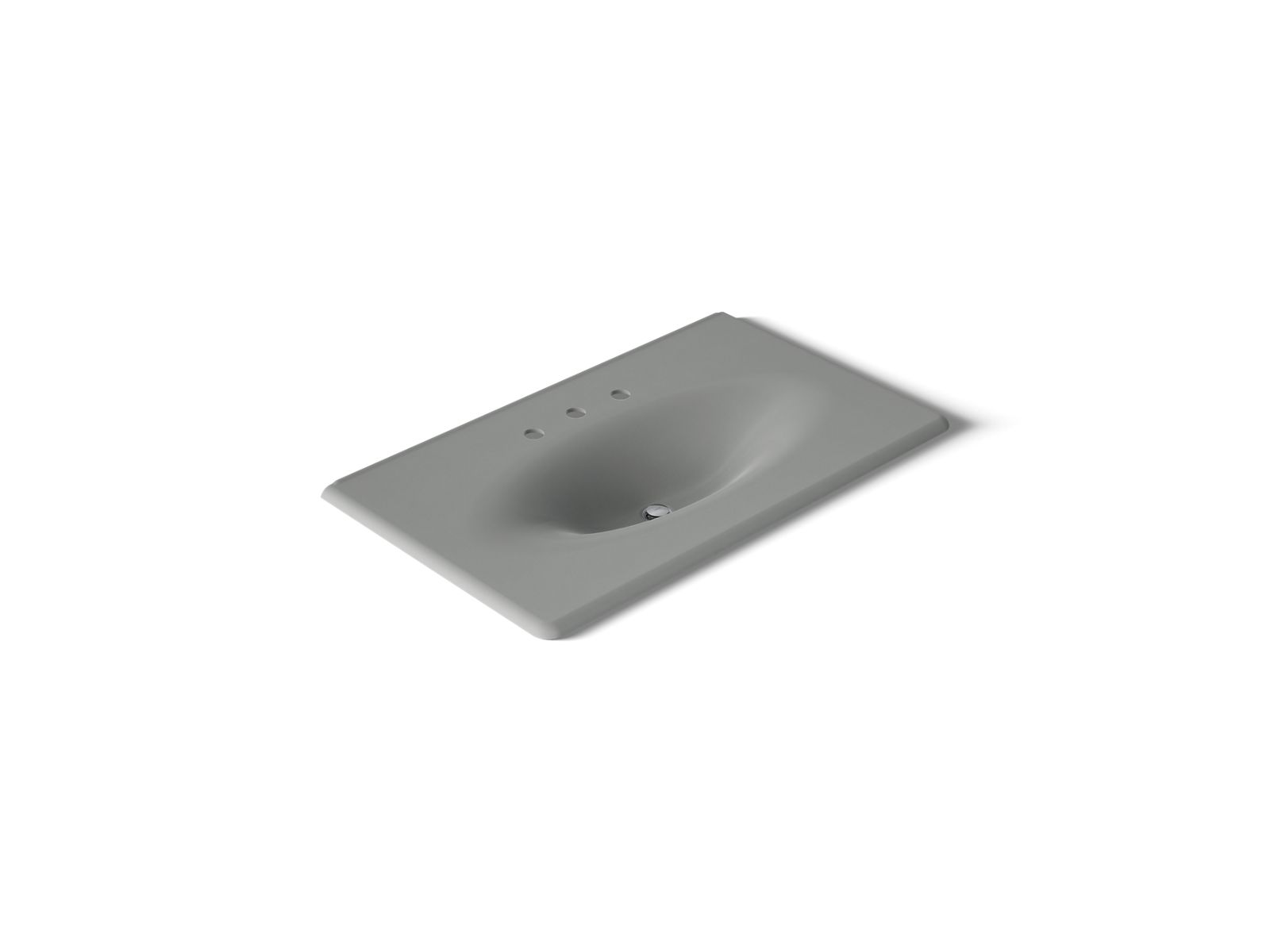 Iron/Impressions 37" Enameled cast iron vanity top with integrated oval sink - K-3051-8-FT