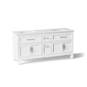 Quo 72" bathroom vanity cabinet with sinks and quartz top - K-31247-ASB-0