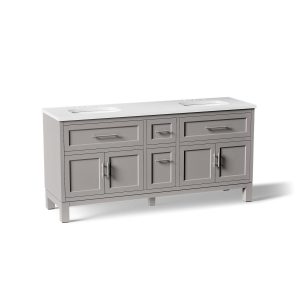 Quo 72" bathroom vanity cabinet with sinks and quartz top - K-31247-ASB-1WT