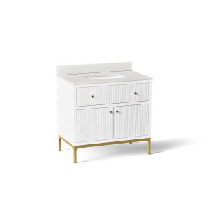 Calpa 36" bathroom vanity cabinet with sink and quartz top - K-32760-0