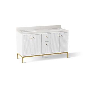 Calpa 60" bathroom vanity cabinet with sinks and quartz top - K-32835-0