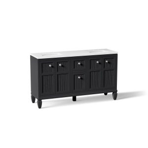 Hearthaven 60" bathroom vanity cabinet with sinks and quartz top - K-33539-ASB-1WX