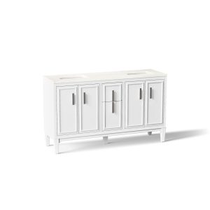 Southerk 60" bathroom vanity cabinet with sinks and quartz top - K-33547-ASB-0