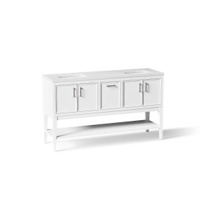 Winnow 60" bathroom vanity cabinet with sinks and quartz top - K-33581-ASB-0