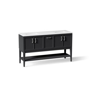 Winnow 60" bathroom vanity cabinet with sinks and quartz top - K-33581-ASB-1WX