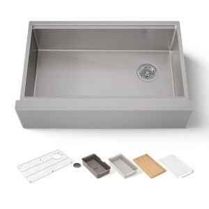Strive 32-1/2" undermount single-bowl farmhouse workstation kitchen sink - K-33656-PC-NA