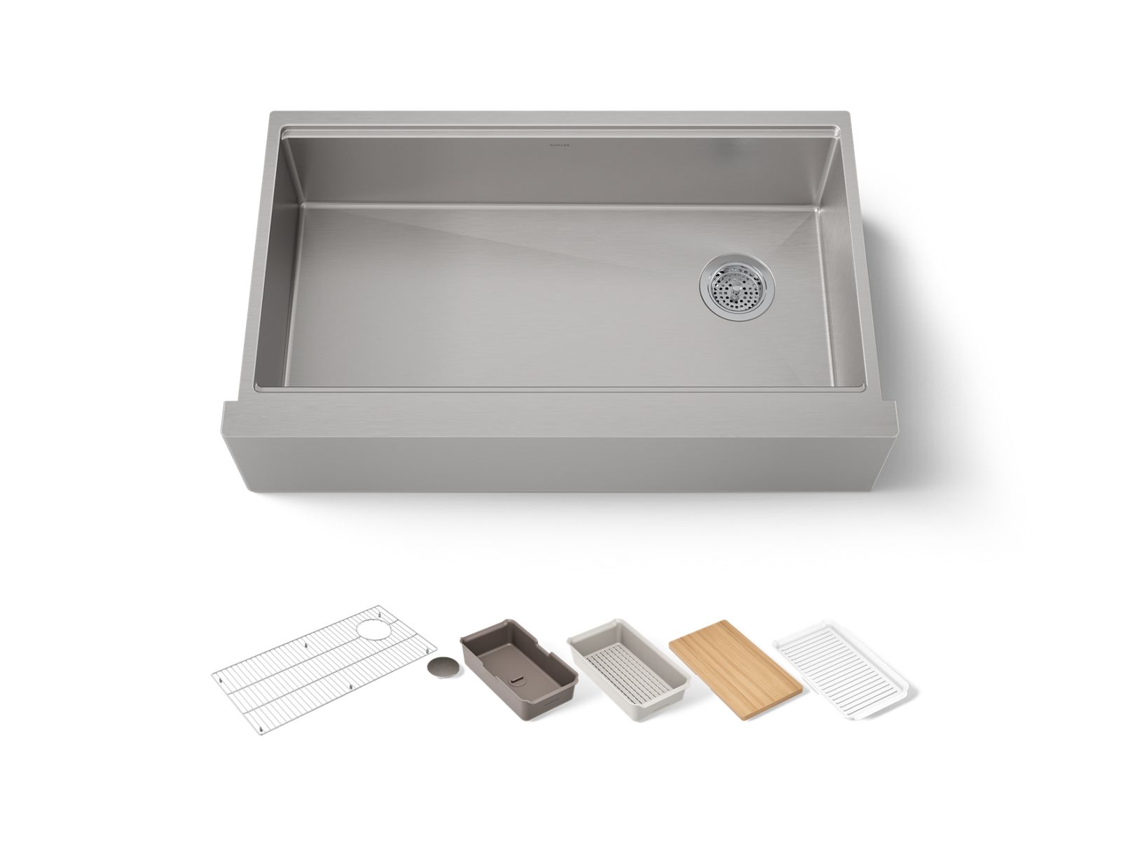 Strive 35-1/2" undermount single-bowl farmhouse workstation kitchen sink - K-33657-PC-NA