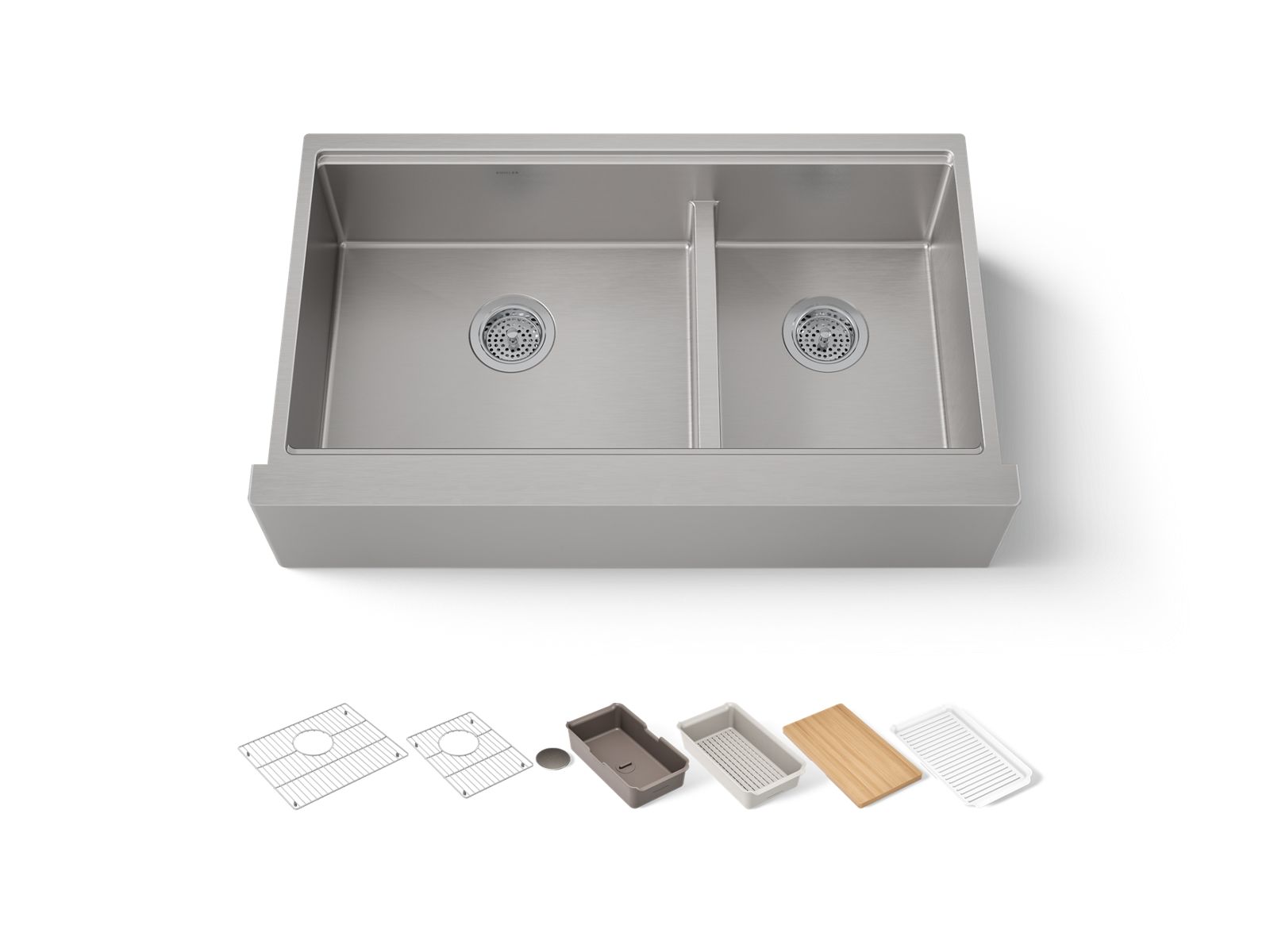 Strive Smart Divide 35-1/2" undermount double-bowl farmhouse workstation kitchen sink - K-33658-PC-NA