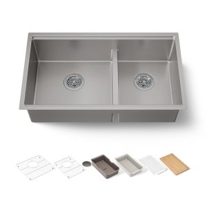 Strive Smart Divide 32" undermount double-bowl workstation kitchen sink - K-33664-PC-NA