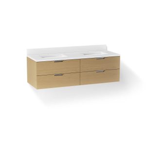 Maxstow 60" wall-hung bathroom vanity cabinet with sink and quartz top - K-34657-WEK