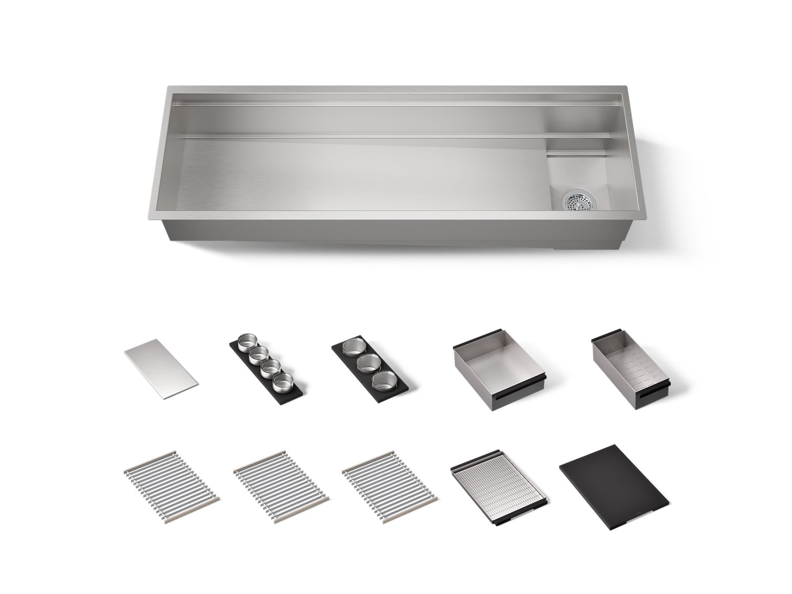 Synthos 57-3/4" undermount single-bowl workstation kitchen sink - K-37906-PAP-NA