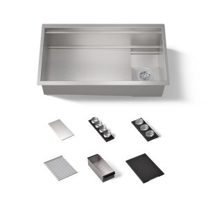 Synthos 33-3/4" undermount single-bowl workstation kitchen sink - K-37908-PAP-NA