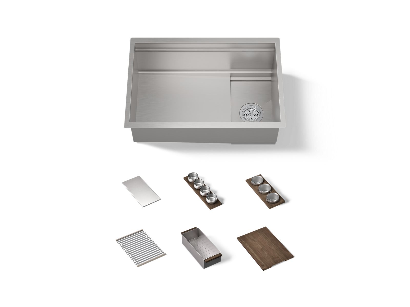 Synthos 27-3/4" undermount single-bowl workstation kitchen sink - K-37911-WAL-NA