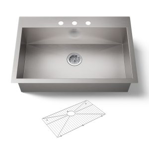 Vault 33" top-/undermount single-bowl kitchen sink - K-3821-3-NA