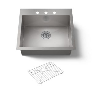 Vault 25" top-/undermount single-bowl kitchen sink - K-3822-3-NA