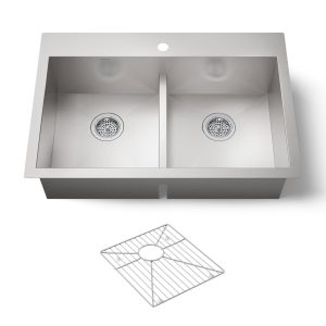 Vault Smart Divide 33" top-/undermount double-bowl kitchen sink - K-3838-1-NA