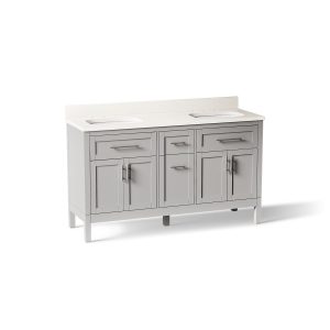 Hadron 60" bathroom vanity cabinet with sinks and quartz top - K-39607-ASB-AGA