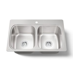 Verse 33" top-mount double-bowl kitchen sink - K-5267-1-NA