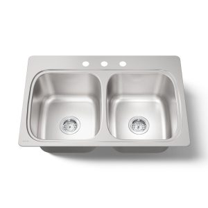 Verse 33" top-mount double-bowl kitchen sink - K-5267-3-NA