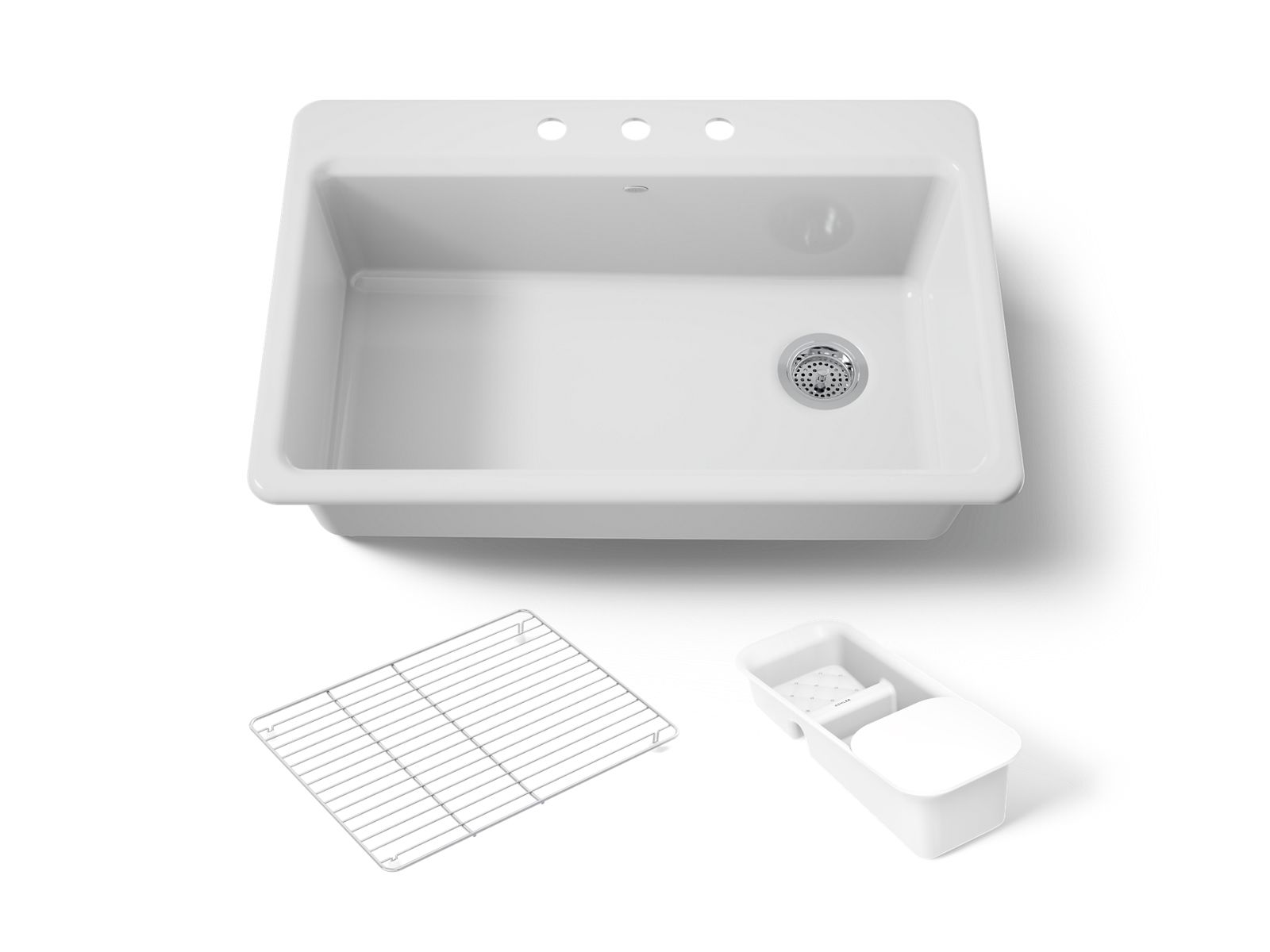 Riverby 33" top-mount single-bowl workstation kitchen sink - K-5871-3A2-0