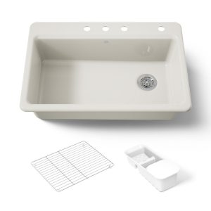 Riverby 33" top-mount single-bowl workstation kitchen sink - K-5871-4A2-96