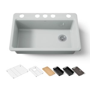 Riverby 33" undermount single-bowl workstation kitchen sink - K-5871-5UPC-95