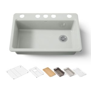 Riverby 33" undermount single-bowl workstation kitchen sink - K-5871-5UPC-FF