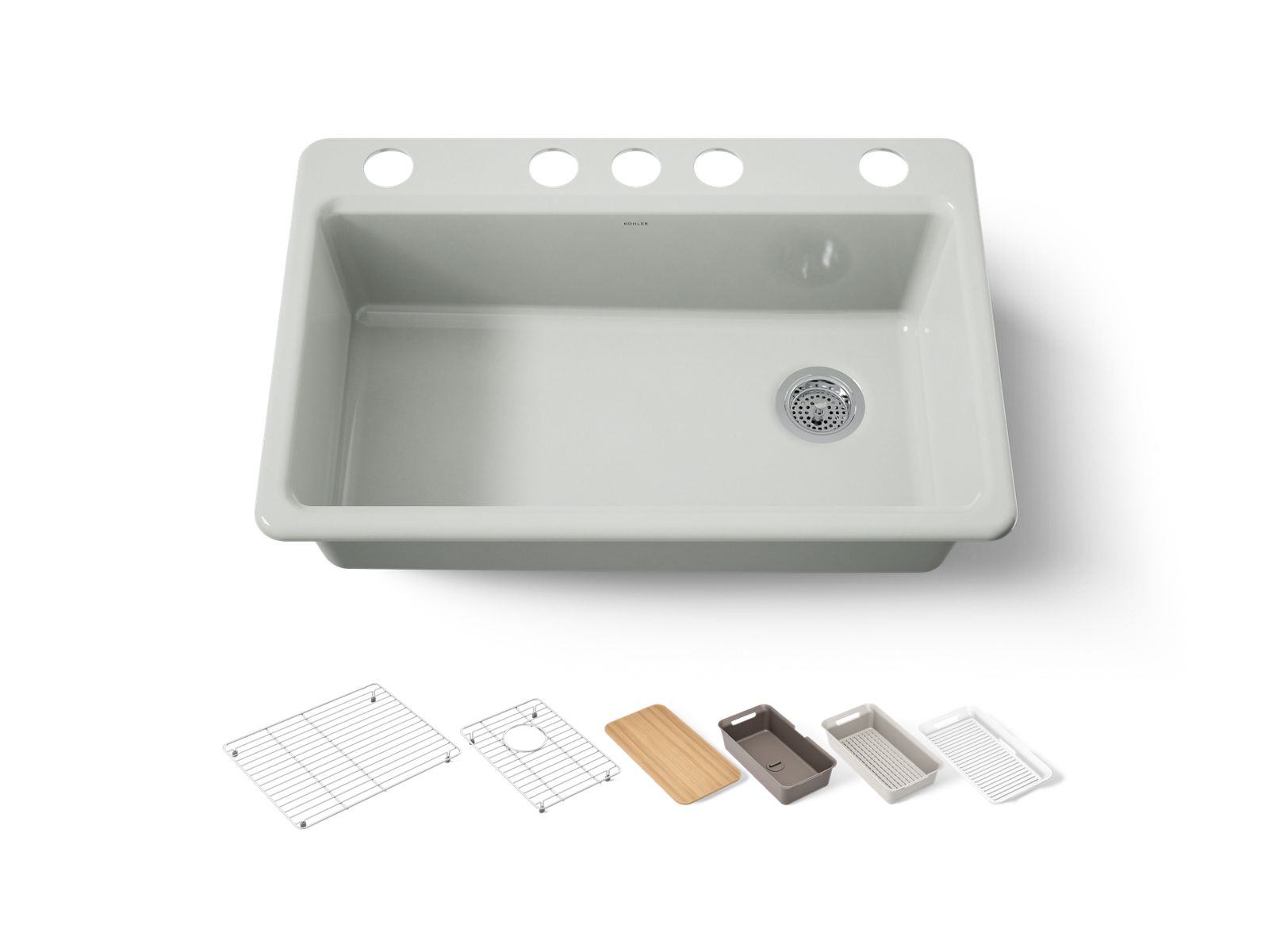 Riverby 33" undermount single-bowl workstation kitchen sink - K-5871-5UPC-FF