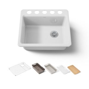Riverby 25" undermount single-bowl workstation kitchen sink - K-5872-5UPC-0