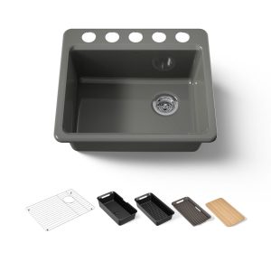 Riverby 25" undermount single-bowl workstation kitchen sink - K-5872-5UPC-58