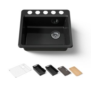 Riverby 25" undermount single-bowl workstation kitchen sink - K-5872-5UPC-7