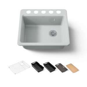 Riverby 25" undermount single-bowl workstation kitchen sink - K-5872-5UPC-95