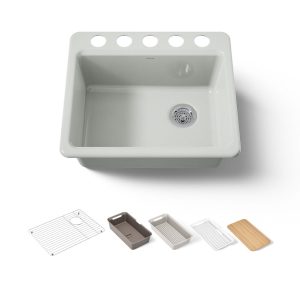 Riverby 25" undermount single-bowl workstation kitchen sink - K-5872-5UPC-FF