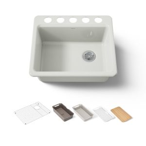 Riverby 25" undermount single-bowl workstation kitchen sink - K-5872-5UPC-NY