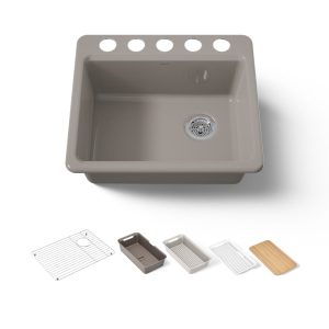 Riverby 25" undermount single-bowl workstation kitchen sink - K-5872-5UPC-TRF