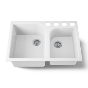 Executive Chef 33" undermount double-bowl kitchen sink - K-5931-4U-0
