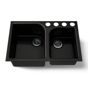 Executive Chef 33" undermount double-bowl kitchen sink - K-5931-4U-7