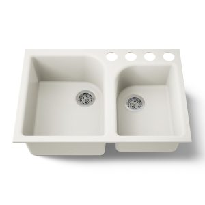 Executive Chef 33" undermount double-bowl kitchen sink - K-5931-4U-96