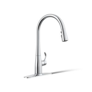 Simplice Pull-down kitchen sink faucet with three-function sprayhead - K-596-CP