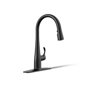 Simplice Compact pull-down kitchen sink faucet with three-function sprayhead - K-597-BL
