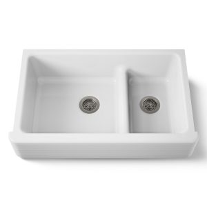 Whitehaven Hayridge Smart Divide 35-11/16" undermount double-bowl farmhouse kitchen sink - K-6349-0