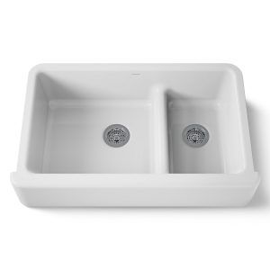 Whitehaven Smart Divide 35-3/4" undermount double-bowl farmhouse kitchen sink - K-6427-0