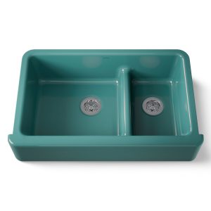 Whitehaven Smart Divide 35-3/4" undermount double-bowl farmhouse kitchen sink - K-6427-17