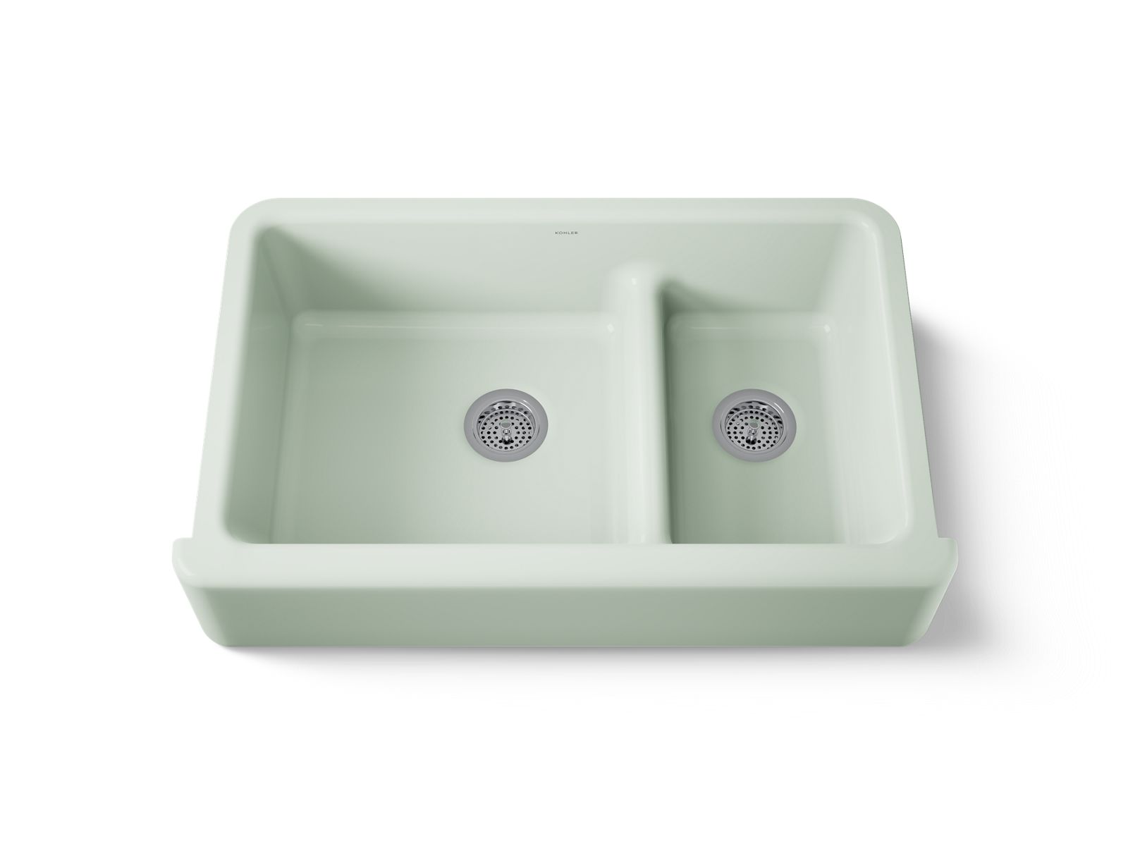 Whitehaven Smart Divide 35-3/4" undermount double-bowl farmhouse kitchen sink - K-6427-42