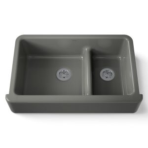 Whitehaven Smart Divide 35-3/4" undermount double-bowl farmhouse kitchen sink - K-6427-58