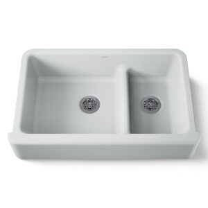 Whitehaven Smart Divide 35-3/4" undermount double-bowl farmhouse kitchen sink - K-6427-95
