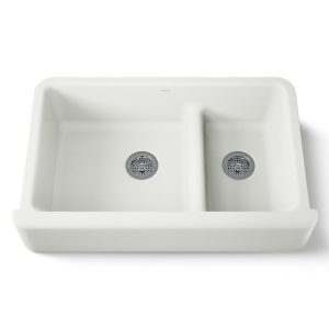 Whitehaven Smart Divide 35-3/4" undermount double-bowl farmhouse kitchen sink - K-6427-NY