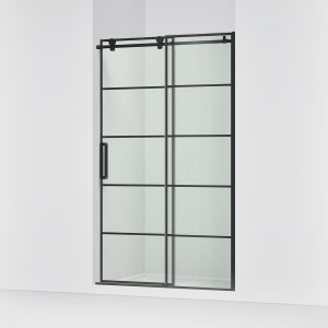 Composed Sliding shower door, 78" H x 44-1/8 - 47-7/8" W, with 3/8" thick Crystal Clear glass with rectangular grille pattern - K-701695-G79-BL