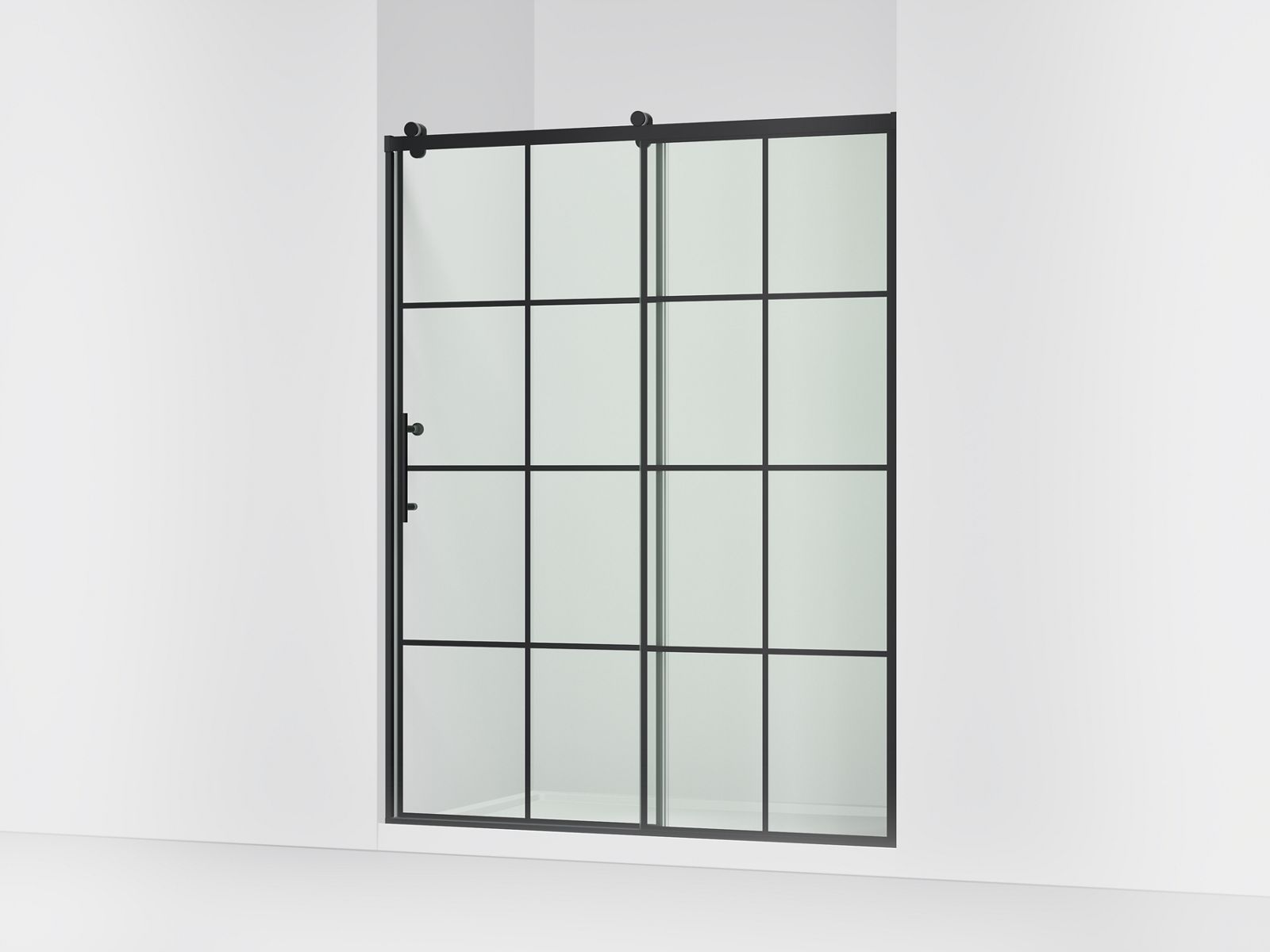 Rely 77" H sliding shower door with 3/8"-thick glass - K-702256-10G79-BL